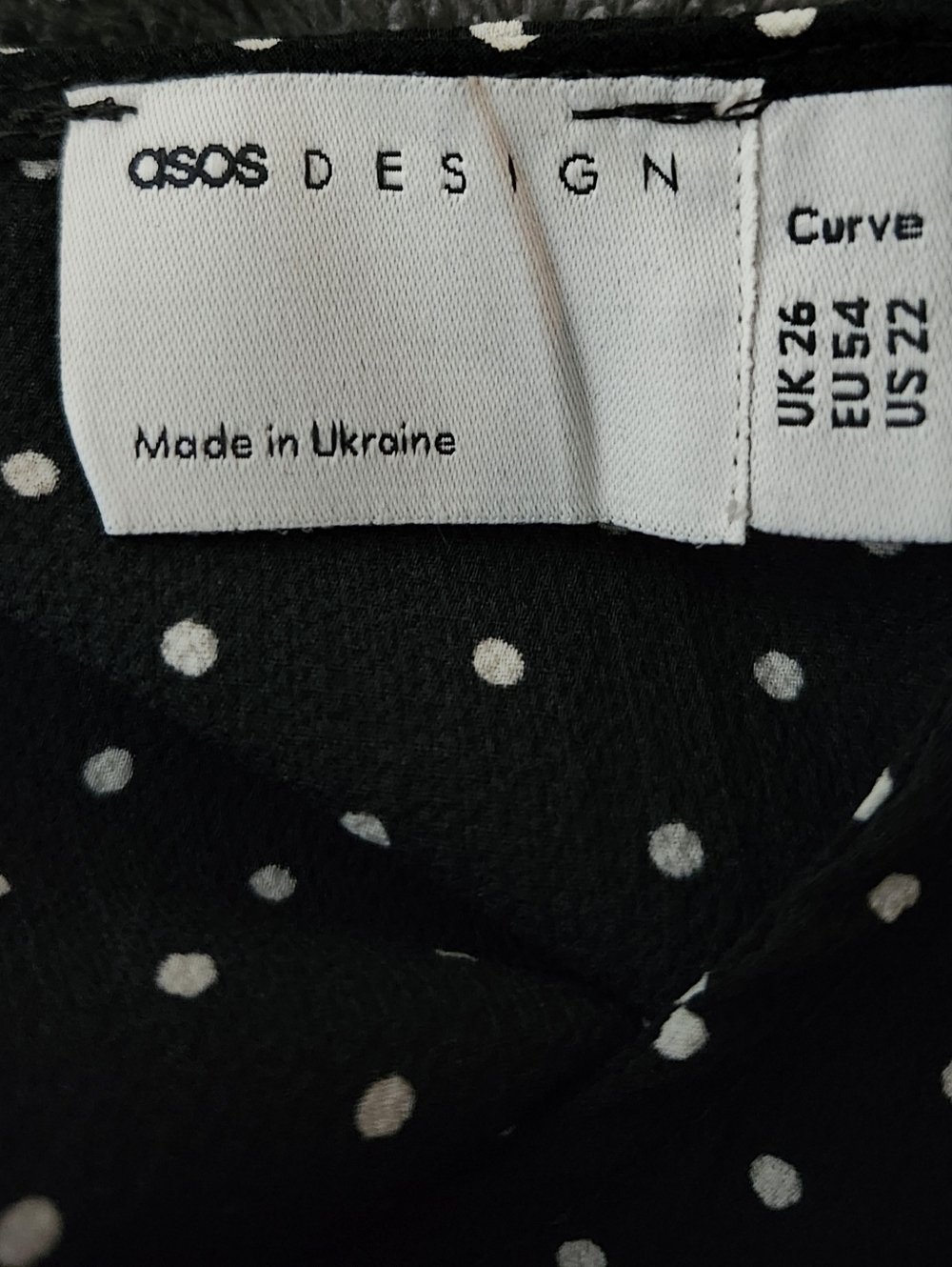 ASOS Plus Size Black Polka Dot Long-Sleeve Tiered Dress Size 22 - Picture 3 of 3